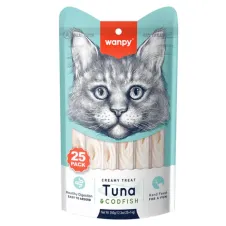 Wanpy Ton ve Morina Balıklı Sıvı Kedi Ödül Maması 25x14 Gr