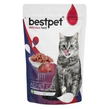 Bestpet Sığır Etli Tahılsız Yetişkin Kedi Yaş Maması 85 Gr 12 Adet